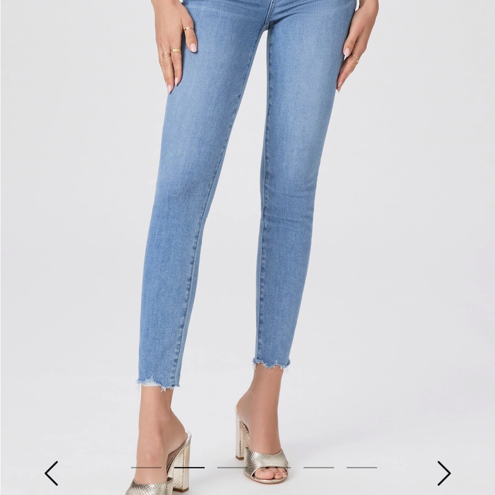 PAIGE Blue Skinny Jeans with Raw Hems size 25 Great Condition